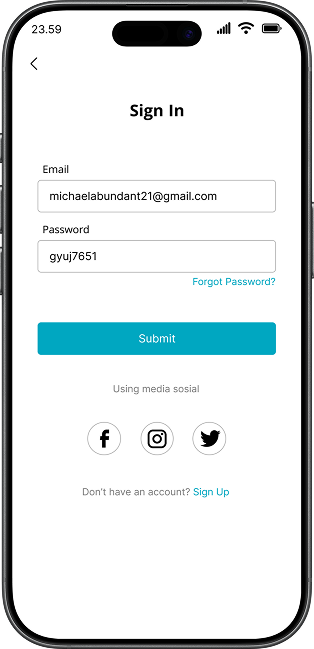 Sign In Filled Screen