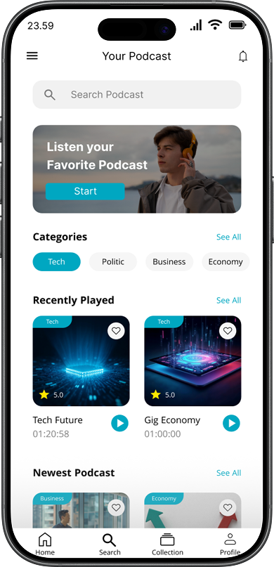 Podcast App Main Screen